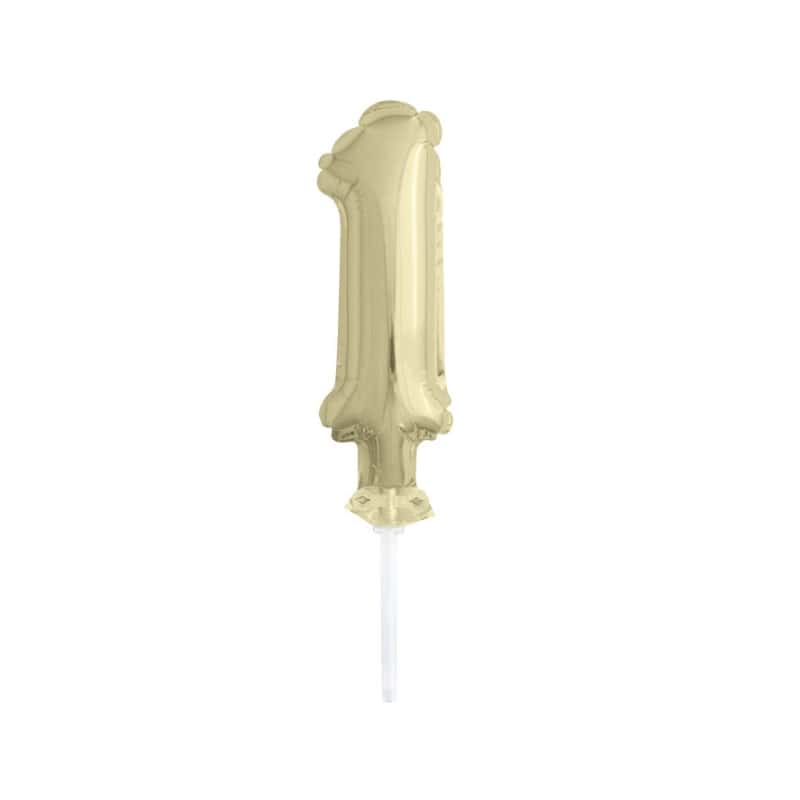 Cake Topper mini Ballon Zahl 1 gold