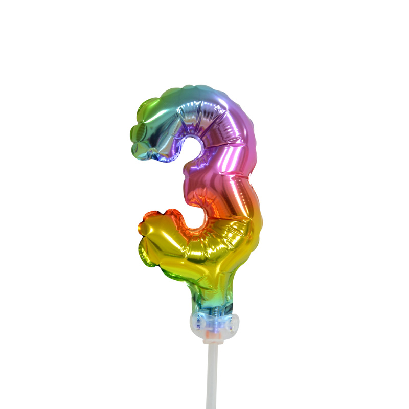 Cake Topper mini ballon arc-en-ciel chiffre 3