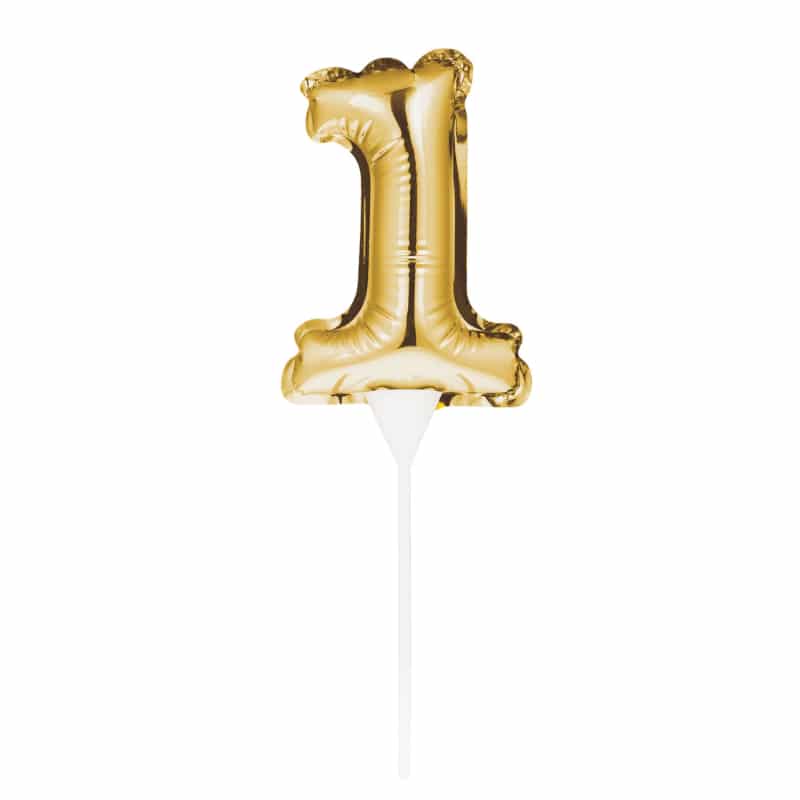 Cake Topper Zahlenballon 1, gold